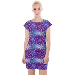 Snow White Blue Purple Tulip Cap Sleeve Bodycon Dress by Pakemis