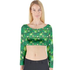 Leaf Clover Star Glitter Seamless Long Sleeve Crop Top