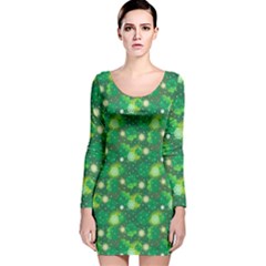 Leaf Clover Star Glitter Seamless Long Sleeve Velvet Bodycon Dress