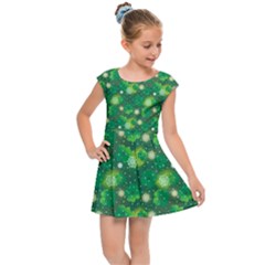 Leaf Clover Star Glitter Seamless Kids  Cap Sleeve Dress by Pakemis