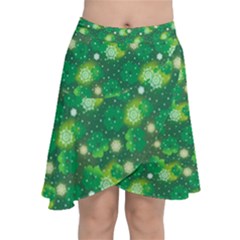 Leaf Clover Star Glitter Seamless Chiffon Wrap Front Skirt