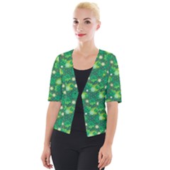 Leaf Clover Star Glitter Seamless Cropped Button Cardigan