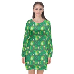 Leaf Clover Star Glitter Seamless Long Sleeve Chiffon Shift Dress 