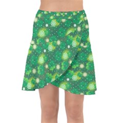 Leaf Clover Star Glitter Seamless Wrap Front Skirt by Pakemis