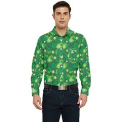 Leaf Clover Star Glitter Seamless Men s Long Sleeve Pocket Shirt 