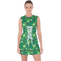 Leaf Clover Star Glitter Seamless Lace Up Front Bodycon Dress