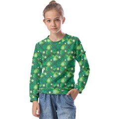 Leaf Clover Star Glitter Seamless Kids  Long Sleeve Tee with Frill 