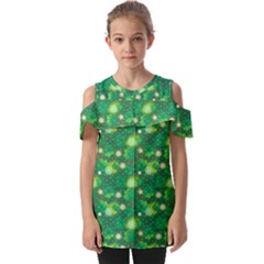 Leaf Clover Star Glitter Seamless Fold Over Open Sleeve Top