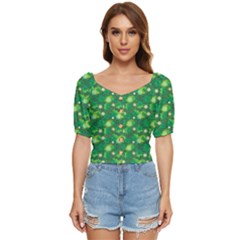 Leaf Clover Star Glitter Seamless Button up blouse