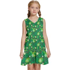 Leaf Clover Star Glitter Seamless Kids  Sleeveless Tiered Mini Dress