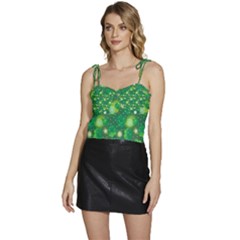 Leaf Clover Star Glitter Seamless Flowy Camisole Tie Up Top