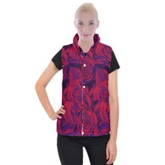 Roses Red Purple Flowers Pretty Women s Button Up Vest