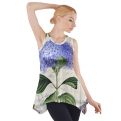 Blue Hydrangea Flower Painting Vintage Shabby Chic Dragonflies Side Drop Tank Tunic