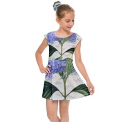 Blue Hydrangea Flower Painting Vintage Shabby Chic Dragonflies Kids  Cap Sleeve Dress by danenraven