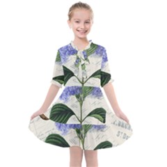 Blue Hydrangea Flower Painting Vintage Shabby Chic Dragonflies Kids  All Frills Chiffon Dress