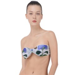 Blue Hydrangea Flower Painting Vintage Shabby Chic Dragonflies Classic Bandeau Bikini Top  by danenraven