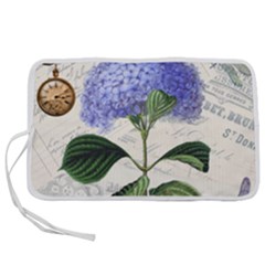 Blue Hydrangea Flower Painting Vintage Shabby Chic Dragonflies Pen Storage Case (s) by danenraven