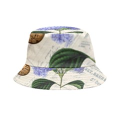 Blue Hydrangea Flower Painting Vintage Shabby Chic Dragonflies Inside Out Bucket Hat by danenraven