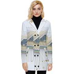 Technics Design Element Set Pattern Graphic Symbol Button Up Hooded Coat  by danenraven