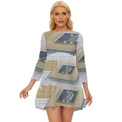 Technics Design Element Set Pattern Graphic Symbol Long Sleeve Babydoll Dress by danenraven