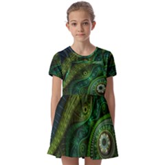 Abstract Pattern Design Art Fabric Decoration Kids  Short Sleeve Pinafore Style Dress by danenraven