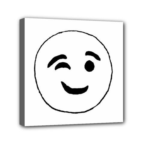 Winking Emoticon Sketchy Drawing Mini Canvas 6  X 6  (stretched) by dflcprintsclothing