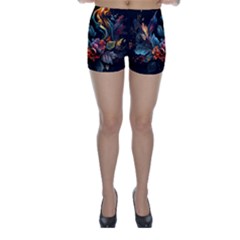 Flowers Flame Abstract Floral Skinny Shorts