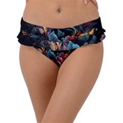 Flowers Flame Abstract Floral Frill Bikini Bottoms