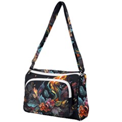 Flowers Flame Abstract Floral Front Pocket Crossbody Bag