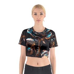 Gold Flower Rose Metal Rose Cotton Crop Top