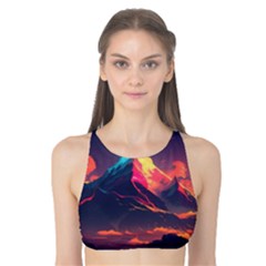 Mountain Sky Color Colorful Night Tank Bikini Top