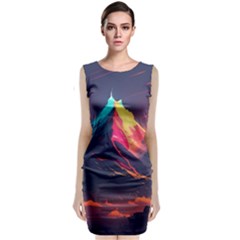 Mountain Sky Color Colorful Night Sleeveless Velvet Midi Dress