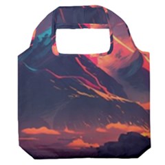 Mountain Sky Color Colorful Night Premium Foldable Grocery Recycle Bag