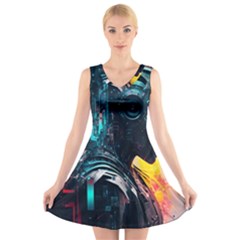 Who Sample Robot Prettyblood V-neck Sleeveless Dress