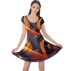 Swirls Abstract Watercolor Colorful Cap Sleeve Dress by Ravend