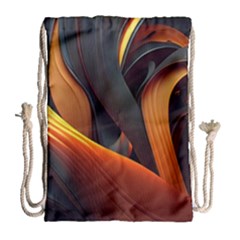 Swirls Abstract Watercolor Colorful Drawstring Bag (Large)