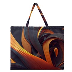 Swirls Abstract Watercolor Colorful Zipper Large Tote Bag