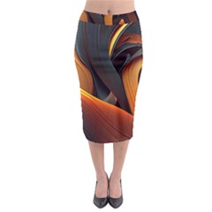 Swirls Abstract Watercolor Colorful Midi Pencil Skirt