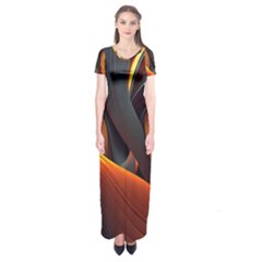 Swirls Abstract Watercolor Colorful Short Sleeve Maxi Dress