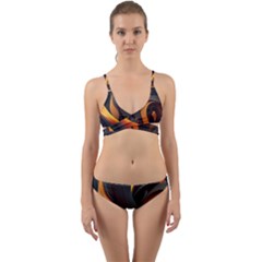 Swirls Abstract Watercolor Colorful Wrap Around Bikini Set