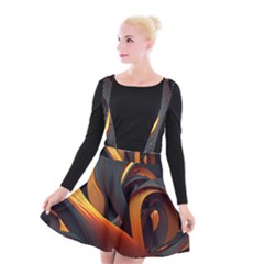 Swirls Abstract Watercolor Colorful Suspender Skater Skirt