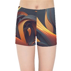 Swirls Abstract Watercolor Colorful Kids  Sports Shorts by Ravend