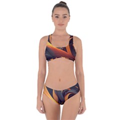 Swirls Abstract Watercolor Colorful Criss Cross Bikini Set