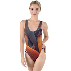 Swirls Abstract Watercolor Colorful High Leg Strappy Swimsuit