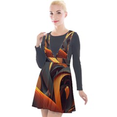 Swirls Abstract Watercolor Colorful Plunge Pinafore Velour Dress