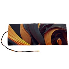 Swirls Abstract Watercolor Colorful Roll Up Canvas Pencil Holder (S)