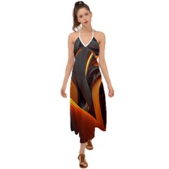 Swirls Abstract Watercolor Colorful Halter Tie Back Dress 