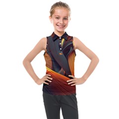 Swirls Abstract Watercolor Colorful Kids  Sleeveless Polo Tee