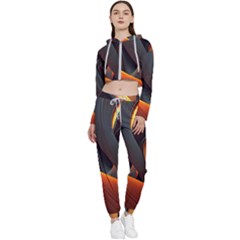 Swirls Abstract Watercolor Colorful Cropped Zip Up Lounge Set by Ravend