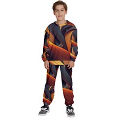 Swirls Abstract Watercolor Colorful Kids  Sweatshirt Set by Ravend